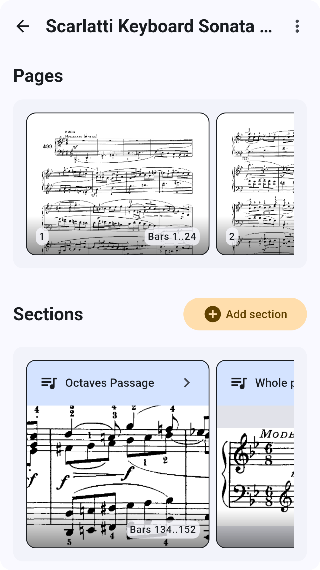 Screenshot showing importing a PDF and splitting it into sections